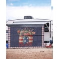 thumbnail image 5 of 4th of July RV Awning Sun Shade Screen 9'X15.3' Patriotic American Flag Mesh Sunscreen Floral Vase Star Freedom Awning Shade Screen with Zipper UV Blocker Completed Kits for RV Motorhome Camper, 5 of 7