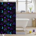 thumbnail image 3 of Manfei Neon Cat Shower Curtain 72Wx78L, Cartoon Stars Moon Bath Curtain, Black Purple, 3 of 5