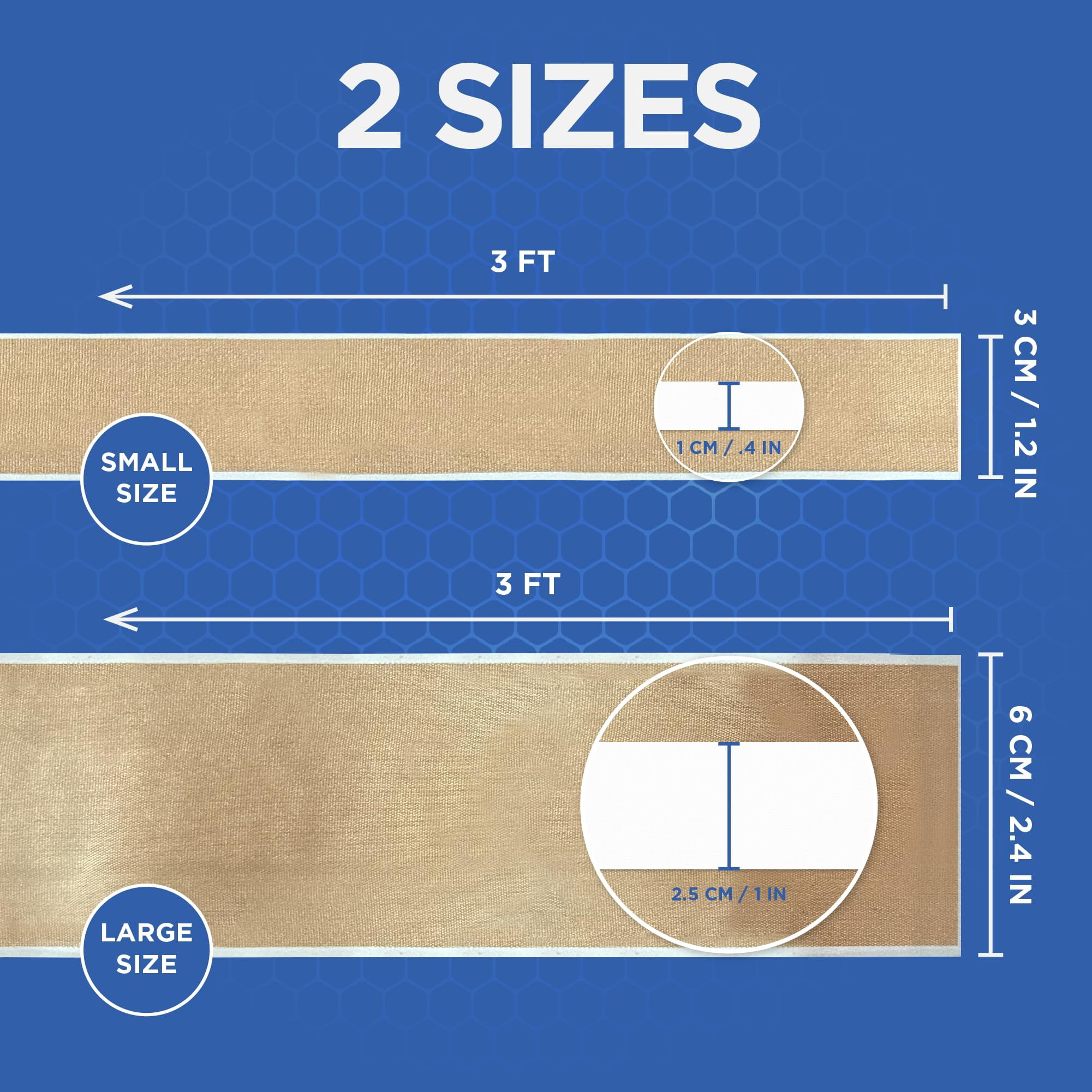 Cut2Fit Bandage Combo Pack - Flexible Fabric Adhesive Bandage for Wound Care & First Aid, 1 Meter Long, Customizable Size, 2 Cut2Fit Bandages (1 Small + 1 Large)