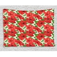 thumbnail image 1 of Hawaii Tapestry, Botanic Inspirations Floral Bouquet Hand Drawn Red Hibiscuses Retro Theme, Wall Hanging for Bedroom Living Room Dorm Decor, 80W X 60L Inches, Beige Fern Green Red, by Ambesonne, 1 of 2