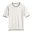 thumbnail image 4 of TQFXJ421SJ Women'S T-Shirts Short Sleeve Tees Basic Two Tone Crew Neck Cotton Solid Breathable Workout Dressy Casual White XXL, 4 of 4