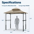 thumbnail image 6 of SPECSTAR 8' x 5' Grill Gazebo Canopy, Outdoor BBQ Gazebo Shelter with 2 Side Shelves & Double-Tiered Top, Taupe, 6 of 8