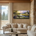 thumbnail image 4 of HFDF Large Wall Art for Living Room, River Landscape Wall Art, Meadow Wildflower Canvas Art Prints, Countryside Sunset Paintings Wall for Bedroom, Farmhouse Kitchen Pictures 14x11inch Framed, 4 of 7