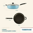 thumbnail image 3 of Farberware Easy Clean 6 Quart Nonstick Jumbo Cooker / Saute Pan / Chef's Pan with Tempered Glass Lid, Dishwasher Safe, Aqua, 3 of 12