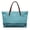 Blue Fabric and “Leather“ Panel, variant on Black Leopard Print Pattern Lightweight Tote Bag, Tote Handbag with Casual with Zipper Top Handle Bag for Daily Travel