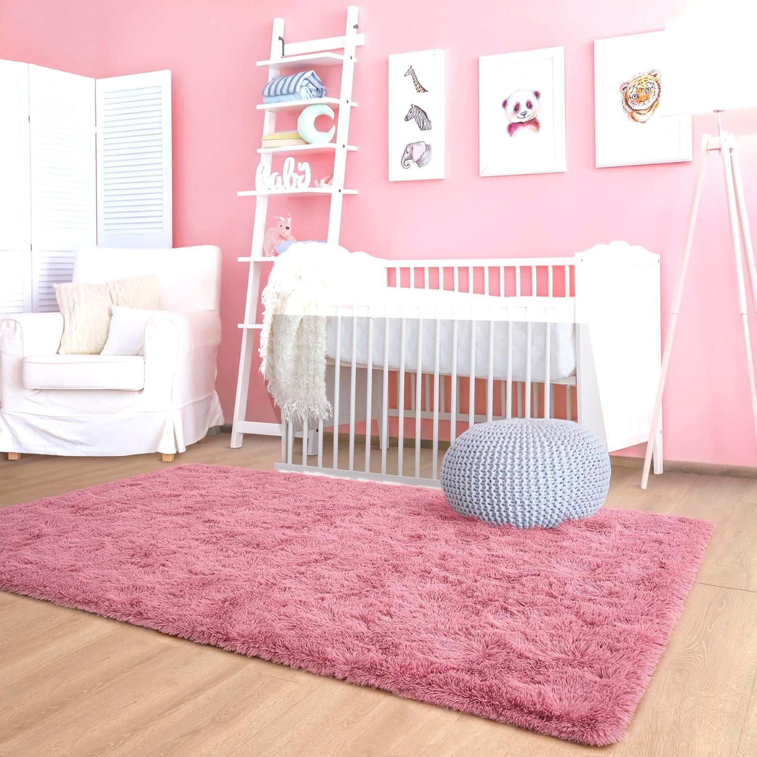Noahas Soft Fluffy Area Rug for Living Room Bedroom Shaggy Accent Carpets for Kids Girls Rooms,8'x10',Blush