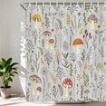 thumbnail image 4 of Cute Mushroom Shower Curtain, Boho Floral Botanical Green Leaves Bathtub Curtain, Retro Flowers Country Farm Aesthetic Cottagecore Bathroom Decor with Hooks, Gray, 69X70 in, 4 of 4