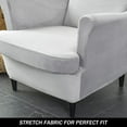 thumbnail image 4 of Wing Chair Slipcovers, 2 Piece Stretch Wingback Chair Cover Soft Velvet Armchair Covers with Elastic Bottom for Living Room Bedroom, 4 of 6