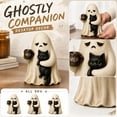 thumbnail image 7 of Gothic Style Resin Statue, Sad Ghost Embracing Black Cat with Coffee Mug Design, Decorative Figurine for Table, Shelf and Mantel Display, 7 of 7