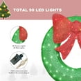 thumbnail image 6 of LinkRomat 35in Pre-Lit Christmas Wreath with 90 LEDs and Red Bow, Large Lighted Christmas Decoration Applicable to Home, Yard, Window（Two Pieces Green）, 6 of 8