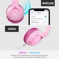 thumbnail image 3 of MEE audio KidJamz KJ45BT Children's Safe Listening Bluetooth Wireless Headphones with Volume Limiter & Microphone, Adjustable On-Ear Kids Headset for Online Learning/School/Travel/Tablet, Pink/Magenta, 3 of 5