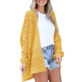 thumbnail image 2 of Dellytop Womens Crochet Boho Solid Color Open Front Cardigan Sweater Yellow XL, 2 of 4