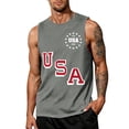 thumbnail image 3 of Youpwaven Men's 250th Anniversary USA Muscle Tank Top, 1776-2026 Double-Sided Graphic Tee, Staggered "USA" Front & Distressed Back Flag Performance Shirt, Landmark Year Celebration Vest, 3 of 5