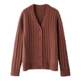 thumbnail image 7 of Bnwani Cardigan Sweaters for Women Dressy Knit Long Sleeve Solid Color Jacket Cardigan Top Winter Coffee Womens Sweaters Cardigan Size 2XL(US:12), 7 of 7