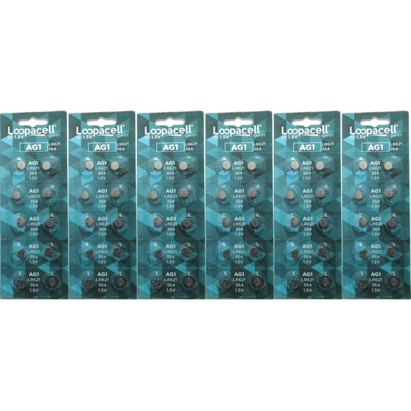 60 x AG1 Alkaline Button Cell LOOPACELL Watch Batteries