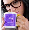 thumbnail image 2 of 3drose, Purple Joy Rising- Inspirational Words- Spirituality- Motivational, 11oz Two-tone Yellow Mug, 2 of 6