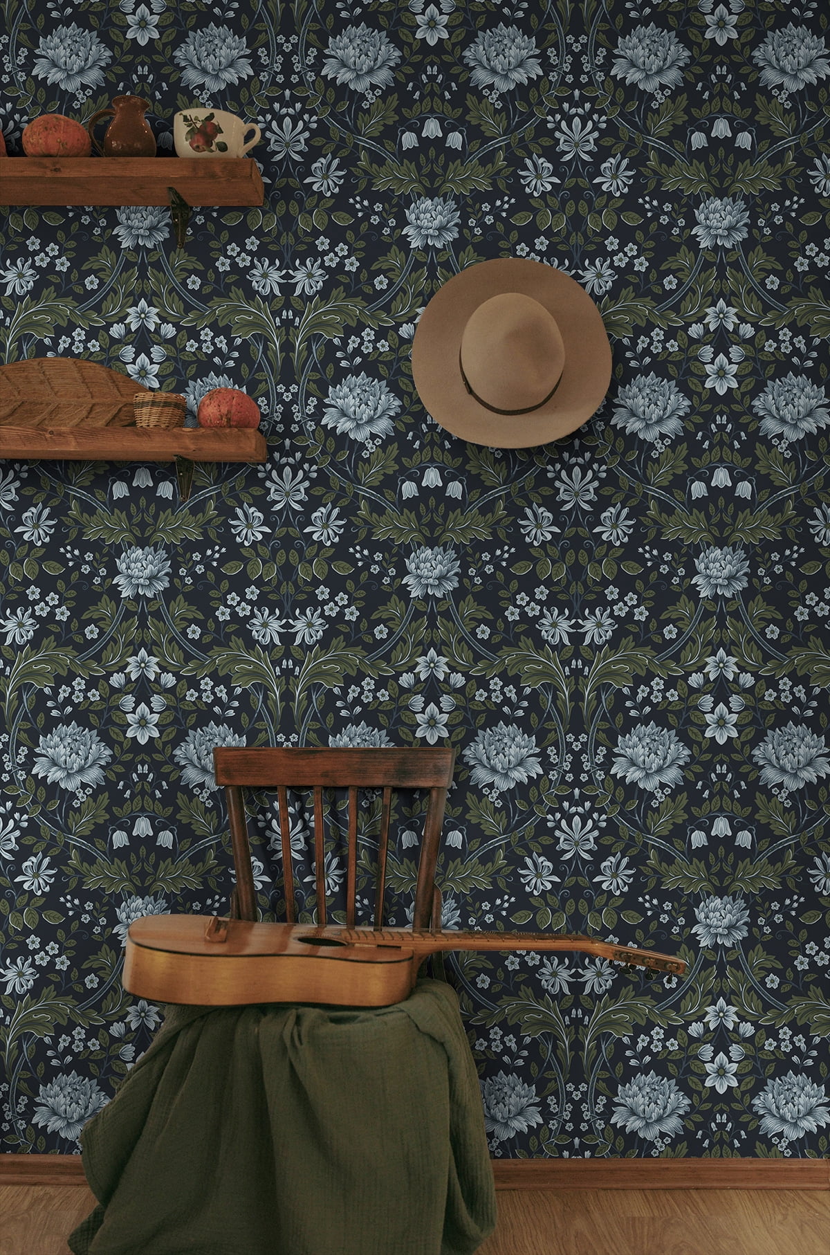 Nextwall Blue & Sage Honeysuckle Trail Peel And Stick Wallpaper - 20.9 in. W x 18 ft. L Roll