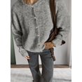 thumbnail image 6 of Womens Button Up Cardigan Sweaters Long Sleeve Crew Neck Fall Soft Knit Loose Sweater Tops Flower Gray L, 6 of 8