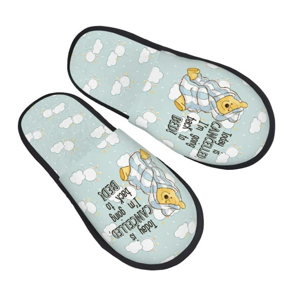 Winnie the Pooh Women's Plush Slippers Slip-On Indoor House Shoes Fluffy Scuff Slippers Furry Cozy Comfy Slippers