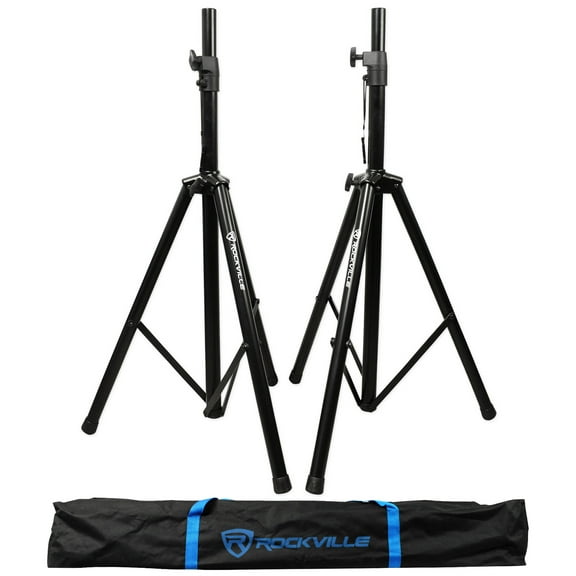 (2) Rockville Tripod DJ PA Speaker Stands   Carrying Case Black RVSS2