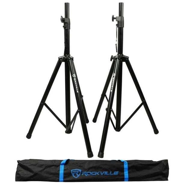 Pair of Rockville Tripod DJ PA Speaker Stands + Carrying Case Black