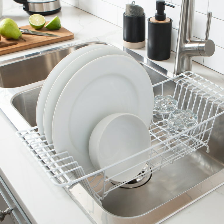 Over The Sink Dish Drying Rack, Large Dish Drying Rack for Kitchen Counter,  Rust-Proof Dish Drainer Space-Saving (Color : White Full set, Size : 85cm)