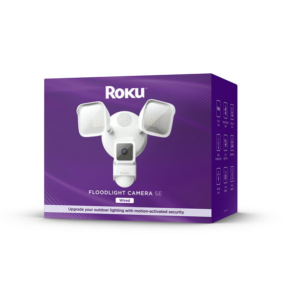 Roku Smart Home Floodlight Camera SE Wi-Fi - Connected - Wired Security Surveillance Camera with Motion & Sound Detection