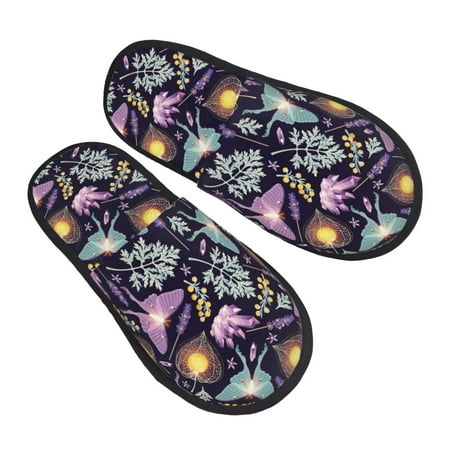 

House Slippers for Women Men - Lavender Flowers Butterfly Soft House Shoes Fuzzy Slippers Lightweight Slip-On Cozy House Slippers for Woman Indoor Outdoor