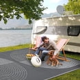 thumbnail image 6 of Kicctian Waterproof Outdoor Rug, 9x12 ft Reversible Plastic Straw Rug for Patio Lightweight Portable Camping Mat for Outside RV Beach Picnic Backyard, Grey & White, 6 of 7
