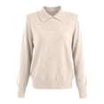 thumbnail image 4 of Comdrip Womens Knit Sweater, Warm Sweaters for Women V Neck Classic Soft Pullover Sweater Loose Casual Long Sleeve 2025 Fall Winter Work Sweaters for Women office Beige L, 4 of 9