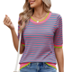 thumbnail image 1 of Camisas de Corta de Verano para Mujer, Suéter A Rayas, Lindas Blusas Casuales de Punto con Cuello Redondo A Azul y Verde S, 1 of 9