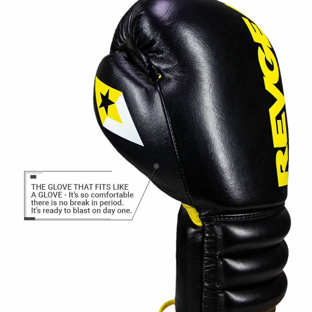 S4 Sentinel Lace Pro Leather Gel Boxing Gloves - Vintage Black
