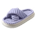 thumbnail image 3 of Comfy Slippers for Women Plush Crossstrap Open Toe Non-slip House Slippers Fall Slippers for Women Thick Soled Plush Slip‑on Indoor House Shoes, 3 of 7