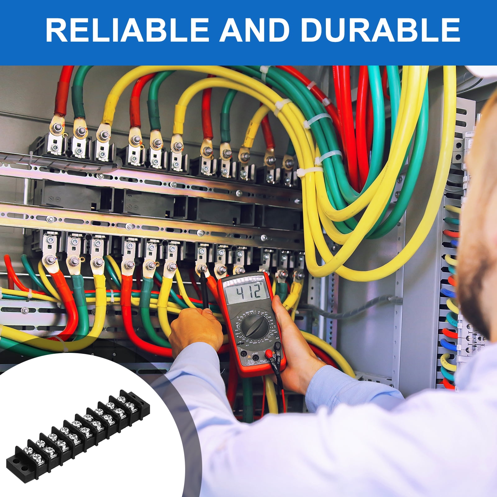 Uxcell 5Pcs Terminal Block 300V 20A Dual Rows 9P Terminals Barrier PA66 with 90Pcs 16A Heat Shrink Wire Fork Connectors
