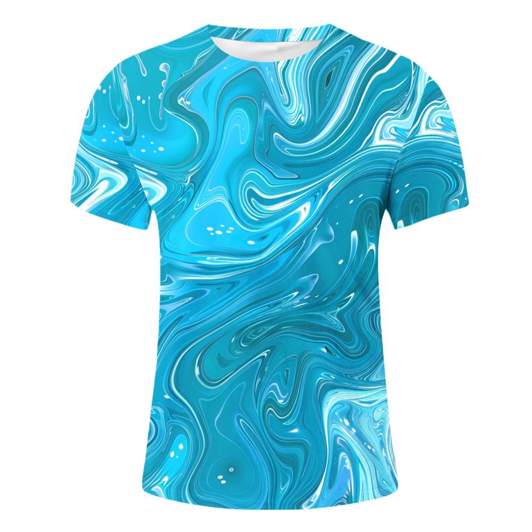 Leesechin Men's Casual Tie Dye T-Shirts Short Sleeve Round Neck