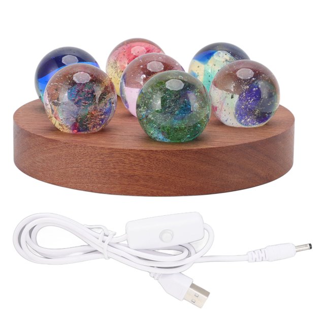 Lámpara decorativa de cristal de haya de sapeli con variaciones de colores y base de placa redonda Lámpara de bola de cristal LED 3D