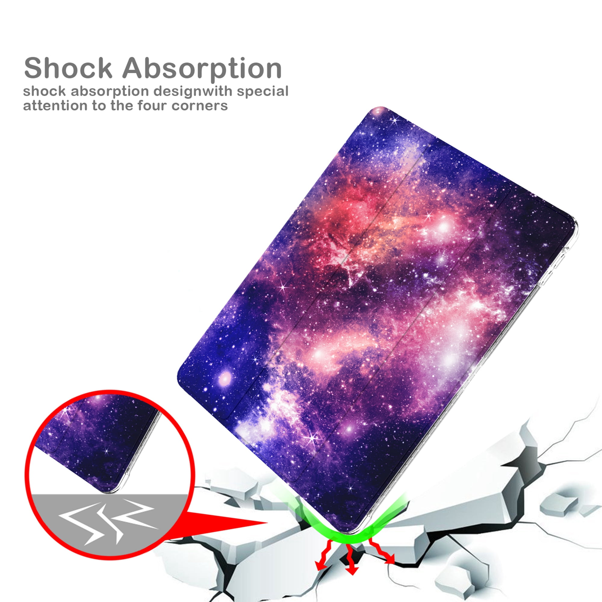Dteck Compatible with iPad 8th Generation / iPad 7th Generation Case, iPad 10.2 Inch Cases with Pencil Holder, Flip Smart Case Trifold Stand Glitter Clear Back Cover,02 Galaxy
