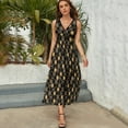 thumbnail image 3 of Black And Gold Geometric Pattern Dress Summer Street Style Bohemia Long Dresses Female Sleeveless Printed Maxi Dress, 3 of 9