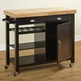 thumbnail image 3 of TMS Martha Butcher Block Rolling Kitchen Island with Cabinet, Drawers, Shelves, and Towel Rack, Black, 3 of 6