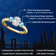 thumbnail image 2 of Gem Stone King 18K Yellow Gold Plated Silver White Topaz and Swiss Blue Topaz Engagement Ring for Women | 1.40 Cttw | Oval 7X5MM | Gemstone November Birthstone | Size 7, 2 of 6