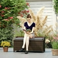 thumbnail image 4 of Spaco Outdoor Wicker Storage Bench with Storage & Cushion, 2-in-1 Storage Bench for Outdoor as Backyard, Lawn, Garden, Gray, 4 of 11