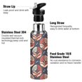 thumbnail image 3 of Yayeee 20oz Insulated Water Bottle Double Wall Stainless Steel with Flip Straw Lid, Red Geometric Flowers Pattern, 3 of 6
