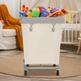 thumbnail image 2 of Commercial Laundry Hamper with Heavy Duty Steel Frame, 160 L Industrial Laundry Basket Cart with Wheels for Hotel, Home, Laundry Room, 17.72''L x 17.72''W x 30.91''H, Medium Beige, 2 of 6