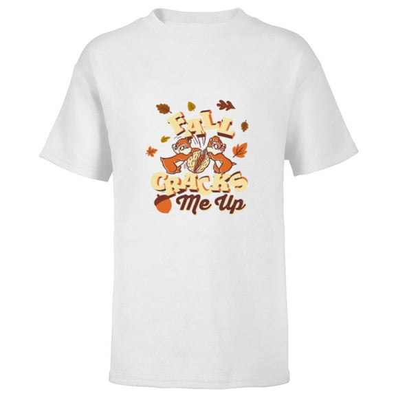 Disney Chip ‘n’ Dale Fall Cracks Me Up Funny Autumn - Short Sleeve T-Shirt for Kids - Customized-White