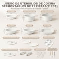 thumbnail image 2 of Juego de Sartenes Antiadherentes, Juego de 21 Ollas, Batería de Cocina con Mango Desmontable, Sartenes Acero Inoxidable Apta para lavavajillas y Hornos, 2 of 4