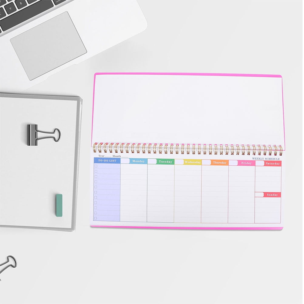 DEEPCRAFF 2-Pack Rosy Weekly Planner Notepad for Office Use with Elegant Minimalist Design and Organized Scheduling
