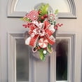 thumbnail image 3 of Artificial Christmas Teardrop Swag, Window Door Swag Garland Christmas Wreath with Lollipop, Red Balls, Ribbon Bowknot Indoor & Outdoor Home Decor, 3 of 5