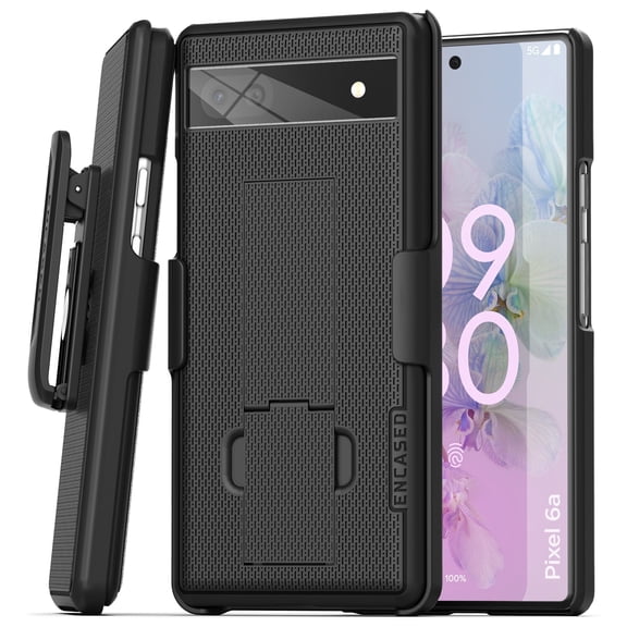 Encased DuraClip Designed for Pixel 6a Belt Clip Case, Slim Phone Case with Holster (Google Pixel 6a) Black