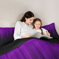 thumbnail image 5 of jejeloiu Modern Geometric Stripes Twin Comforter Sets,Neon Purple Black Bedding Set For Girls Kids Reversible 2pcs, 5 of 8