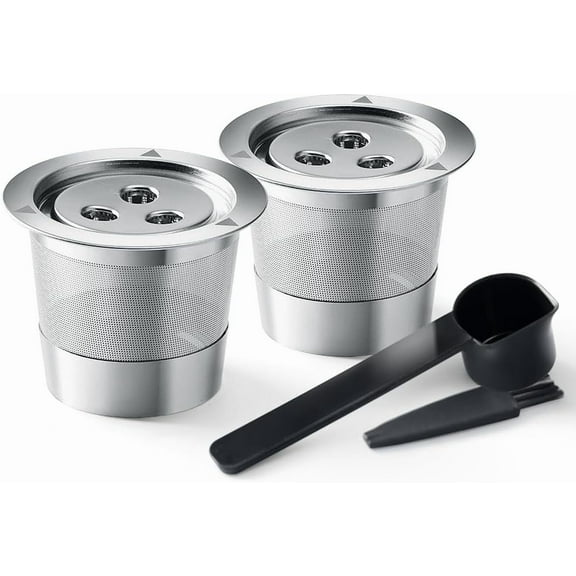 Stainless Steel Reusable K Cups for Ninja Dual Coffee Maker,Compatible with Ninja CFP201 CFP301 Dual Brew Pro Machine 3 Hole Refillable Coffee Pods Permanent K Cups Filters Coffee Accessories,2 Pack